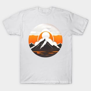 Minimalist Mountain and Sun Logo (997) T-Shirt